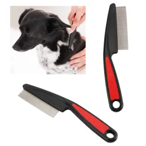 2 Pc Pet Flea Comb Brush Stainless Steel with Comfortable Grip Grooming Dogs Cat
