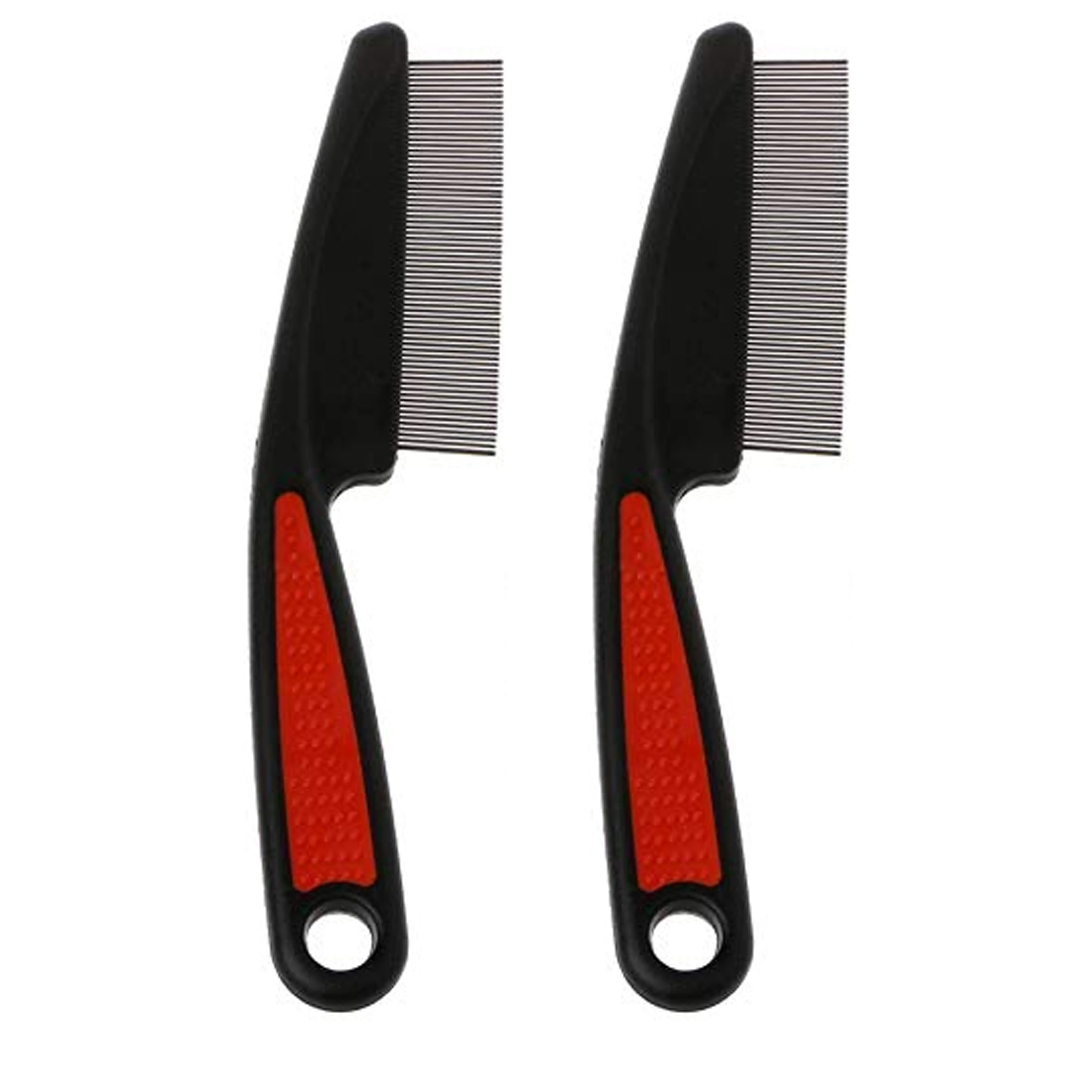 2 Pc Pet Flea Comb Brush Stainless Steel with Comfortable Grip Grooming Dogs Cat