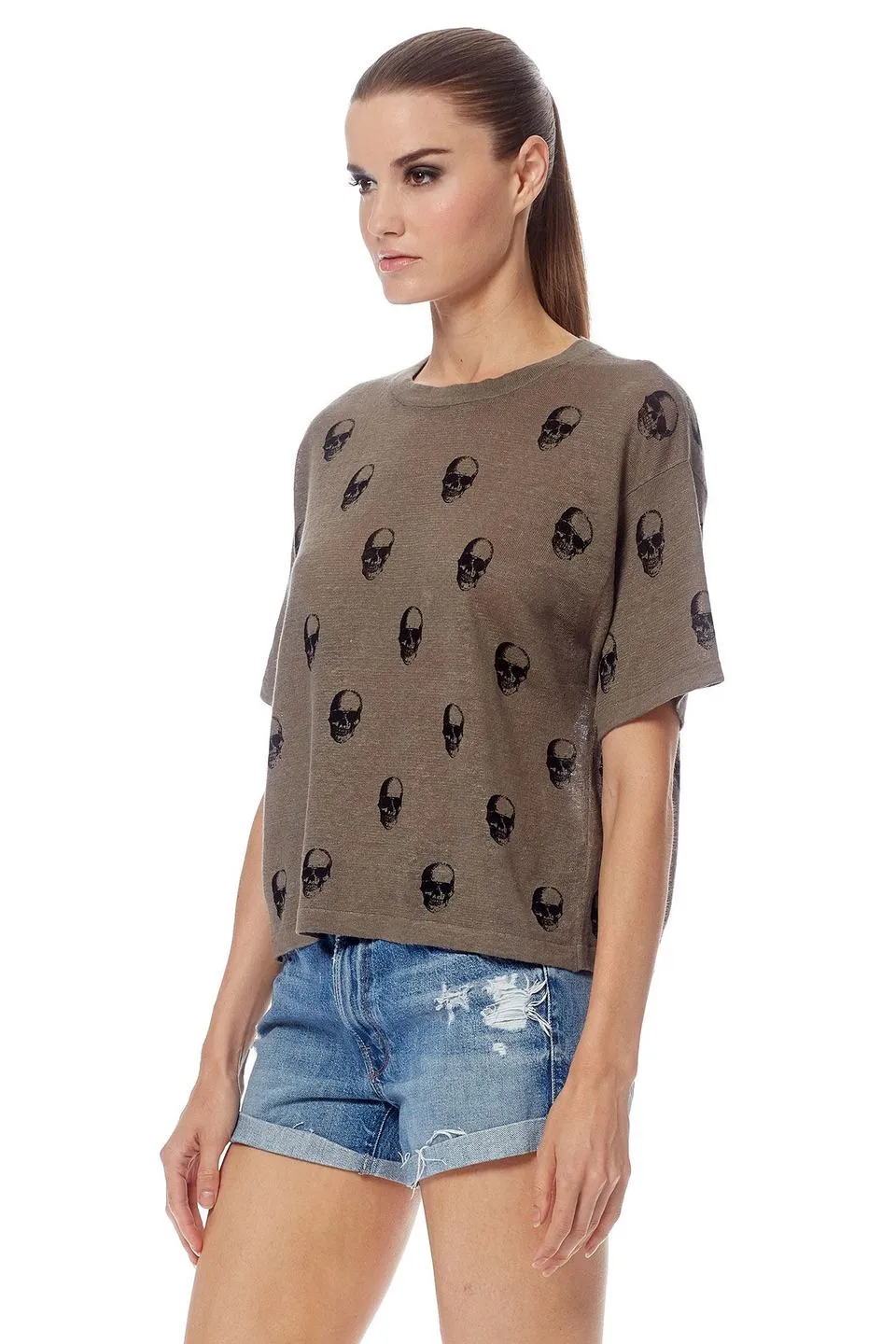 360 Sweater - Taylor Linen Top in Moss/Black