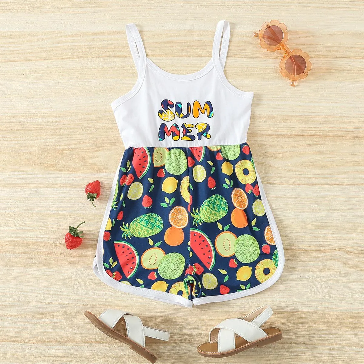 9months-3years Toddler Girl Jumpsuits Children's Clothing Summer Jumpsuit Children's Baby Fruit Jumpsuit