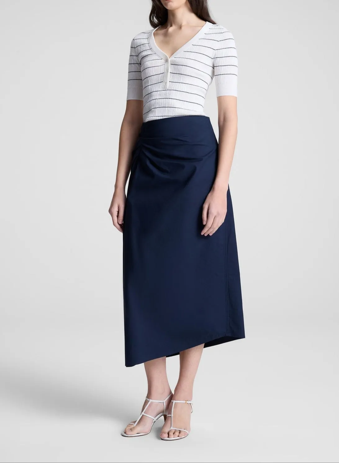 A.L.C. Francis Fine Cotton Knit Top in Navy/Bright White