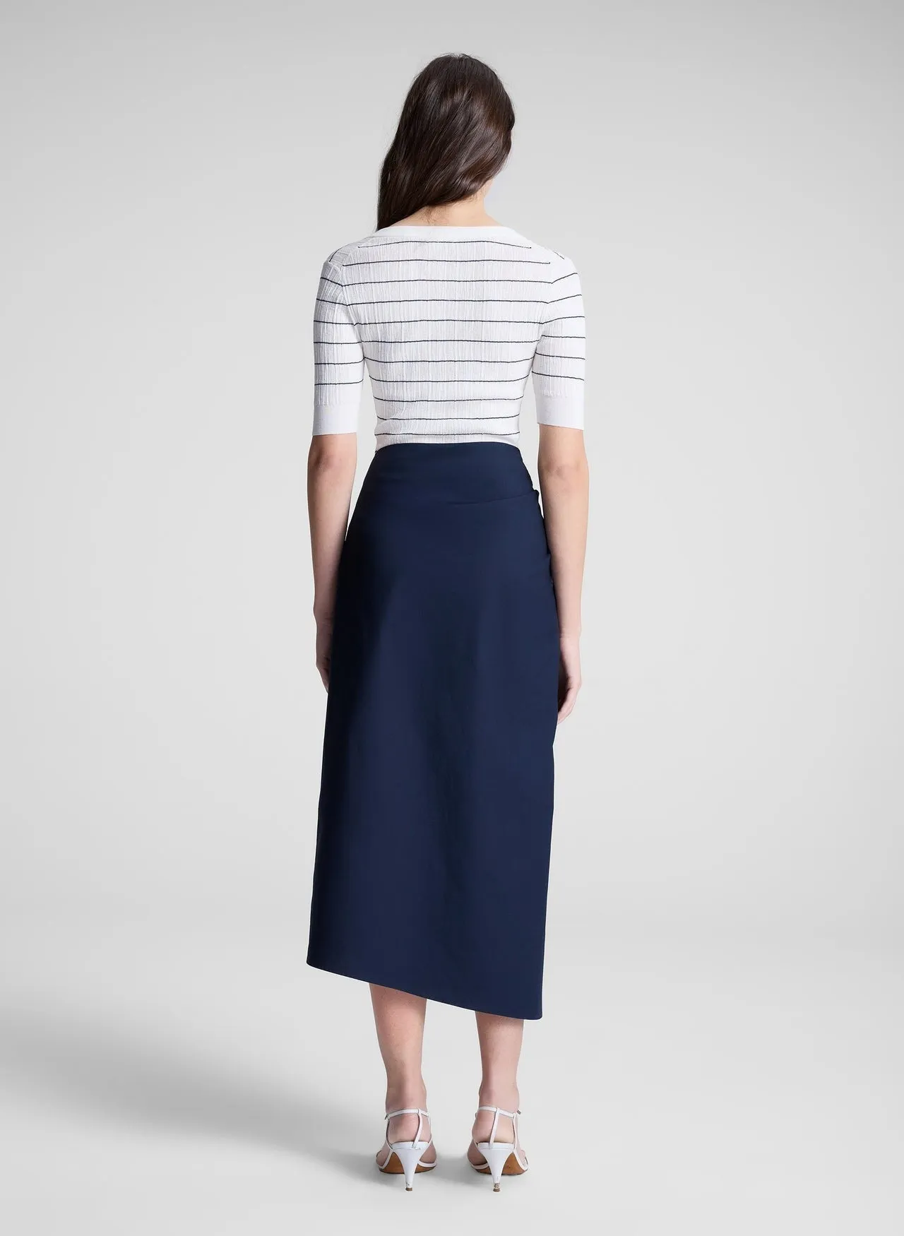 A.L.C. Francis Fine Cotton Knit Top in Navy/Bright White