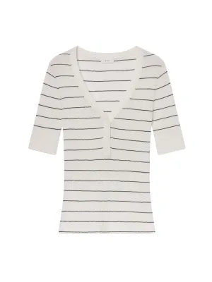 A.L.C. Francis Fine Cotton Knit Top in Navy/Bright White