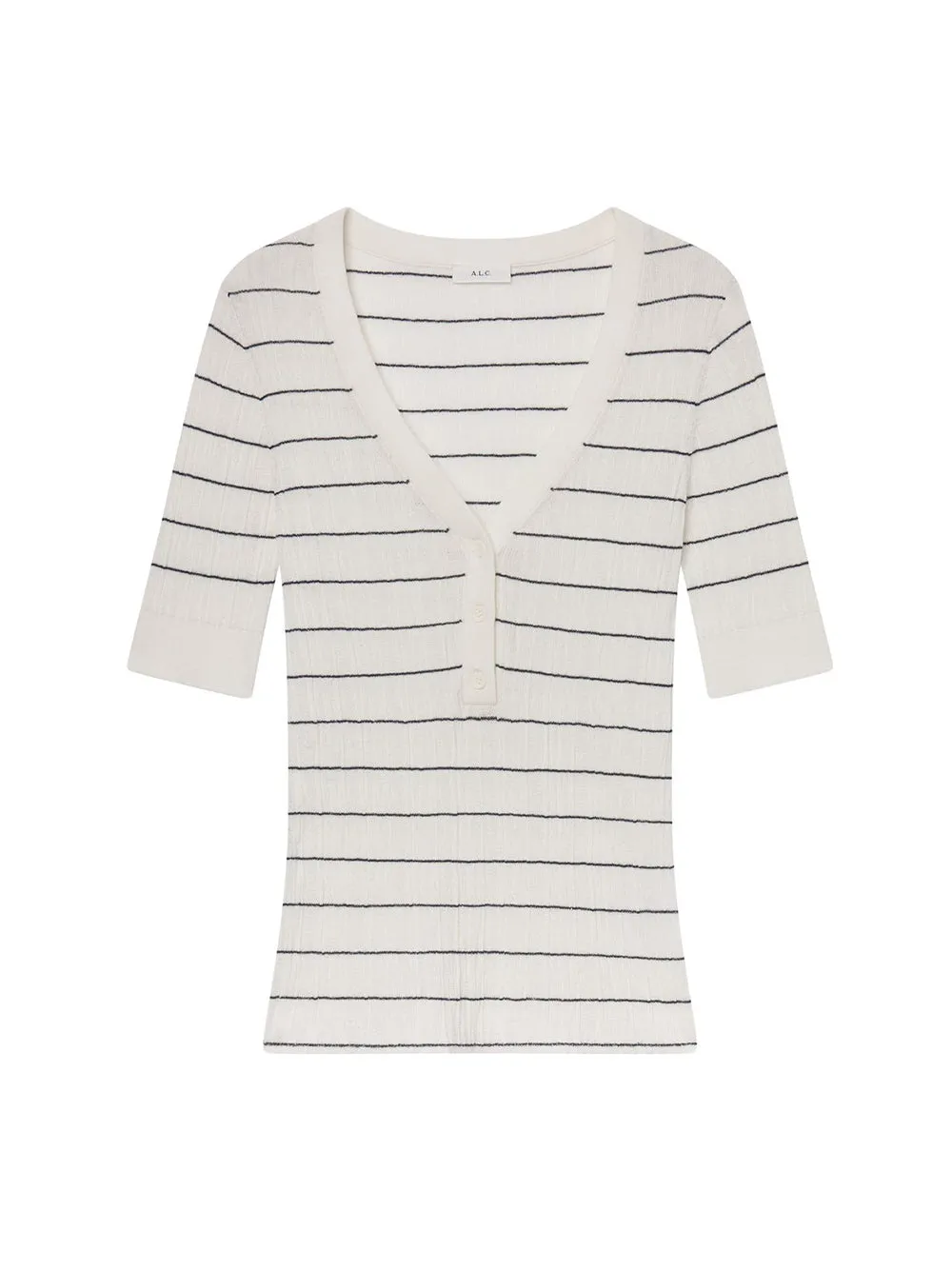 A.L.C. Francis Fine Cotton Knit Top in Navy/Bright White