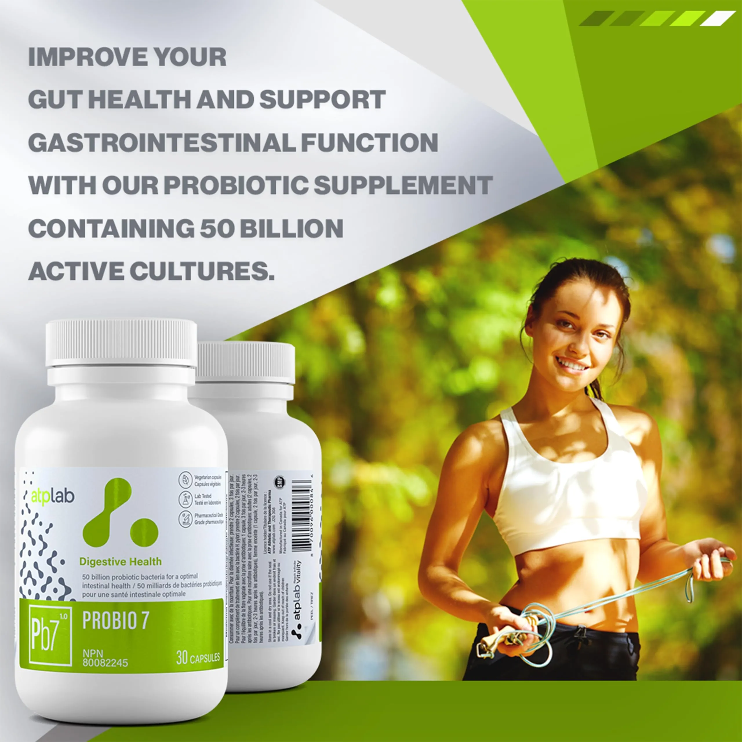 ATP LAB - Probio 7 30 Capsules - Probiotics 50 Billion CFU - Probiotics for Digestive Health for Men & Women - Gastrointestinal & Gut Health Supplements