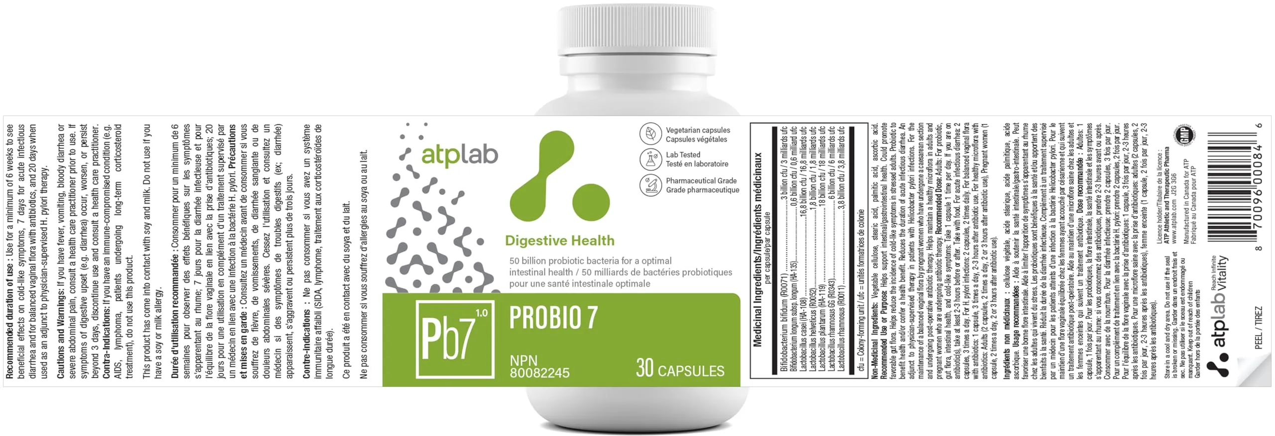 ATP LAB - Probio 7 30 Capsules - Probiotics 50 Billion CFU - Probiotics for Digestive Health for Men & Women - Gastrointestinal & Gut Health Supplements