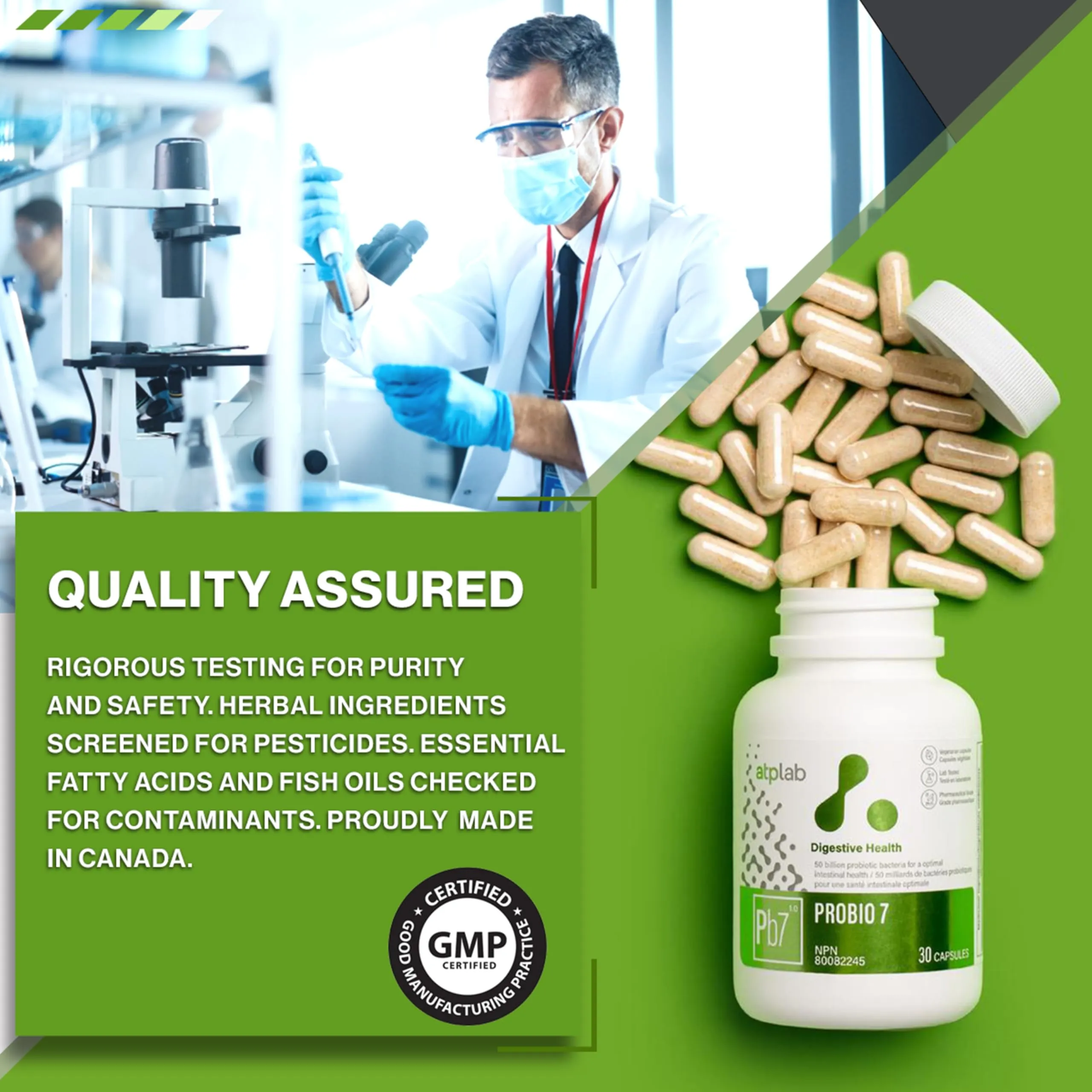 ATP LAB - Probio 7 30 Capsules - Probiotics 50 Billion CFU - Probiotics for Digestive Health for Men & Women - Gastrointestinal & Gut Health Supplements