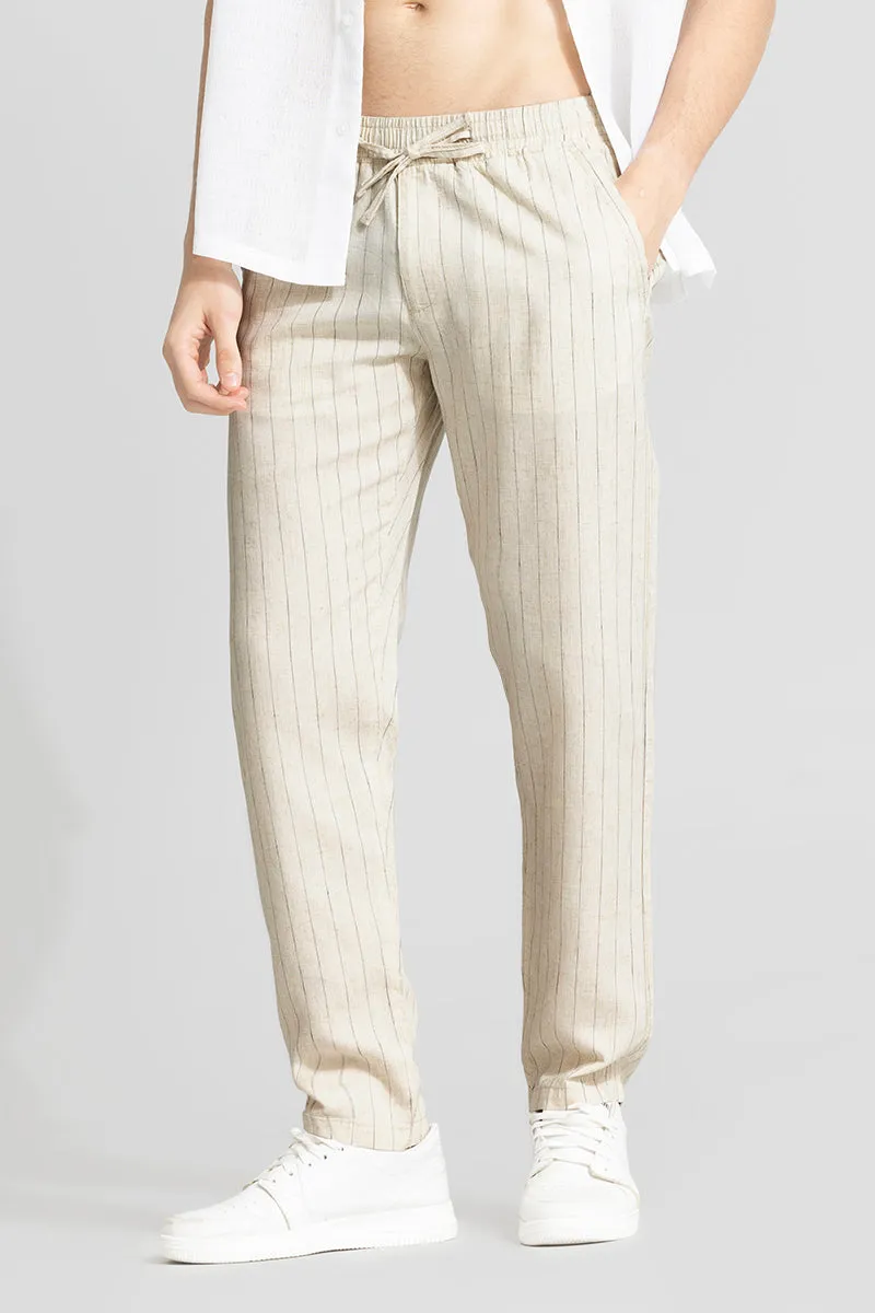 Aurabreeze Off-White Linen Pant
