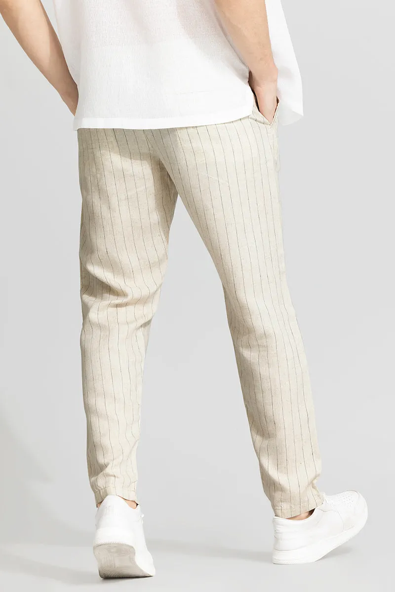 Aurabreeze Off-White Linen Pant