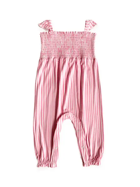 Bamboo Smocked Bubble Jumpsuit - Pink Stripe