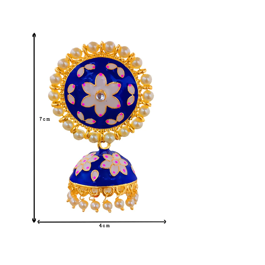 Beautiful Jhumkas with White Floral Designer Studs