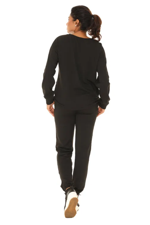Black & White Abstract Crewneck Sweatshirt & Pocket Joggers