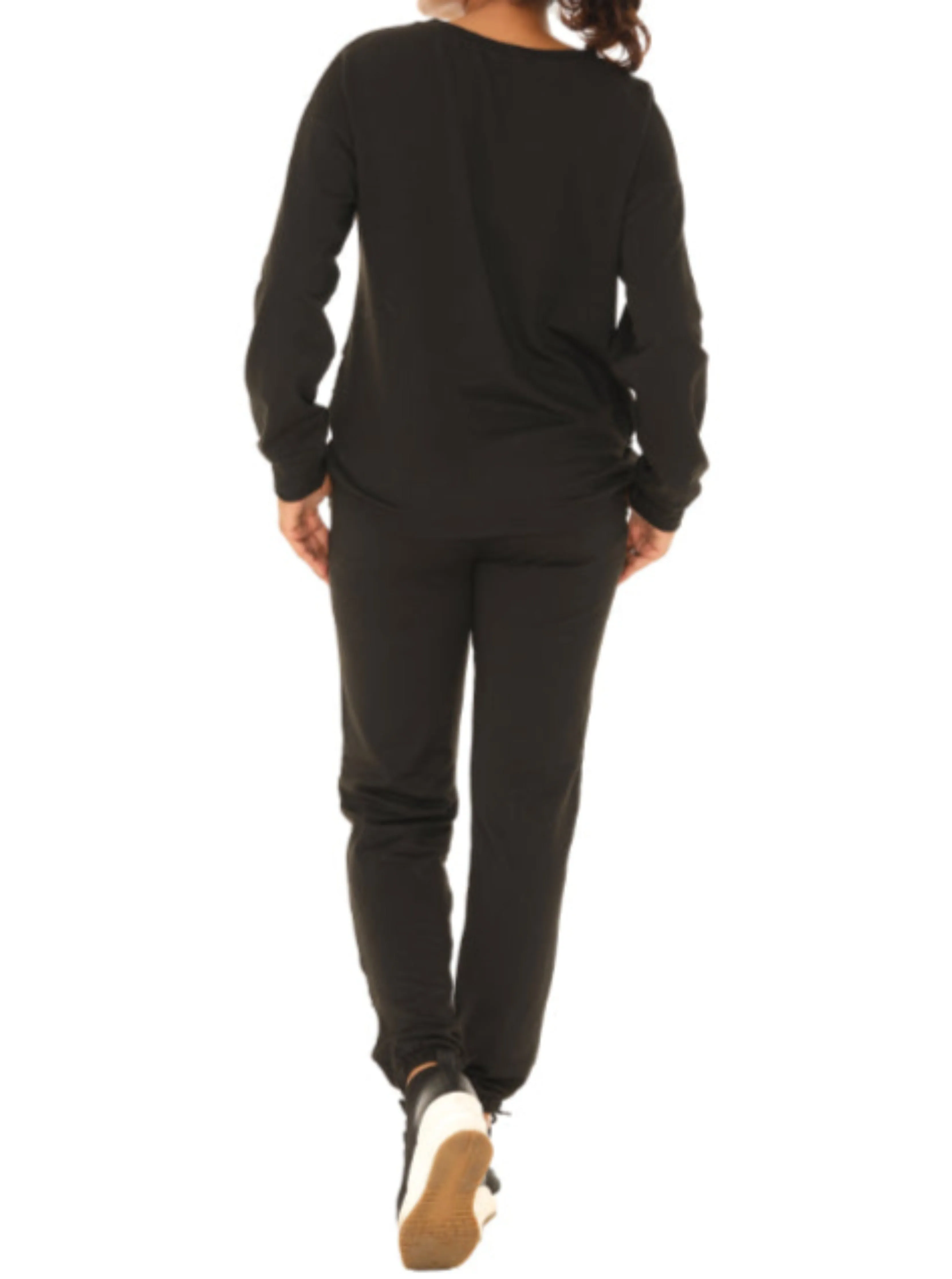 Black & White Abstract Crewneck Sweatshirt & Pocket Joggers