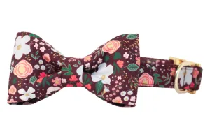 Bordeaux Blooms Bow Tie Dog Collar