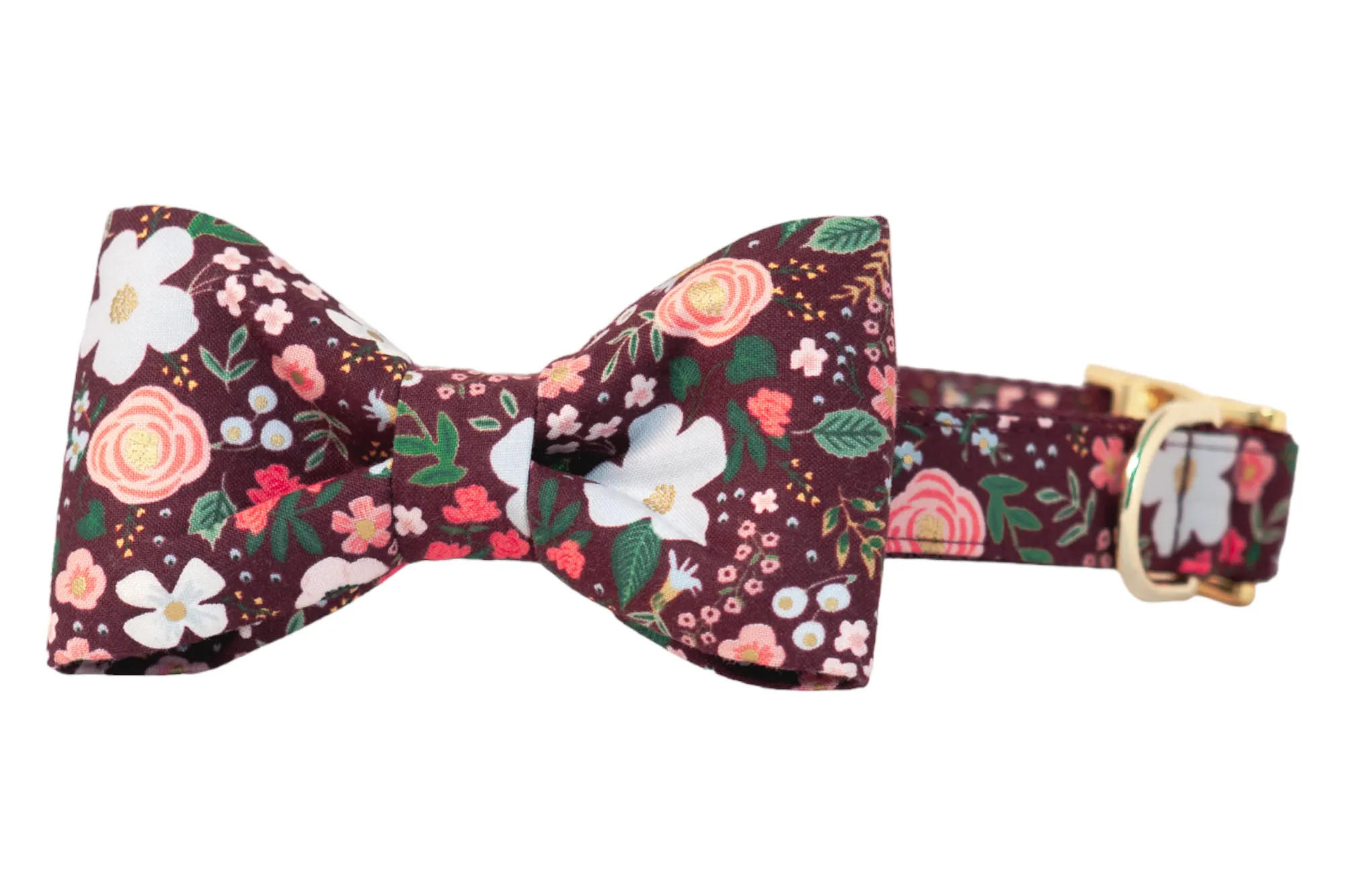 Bordeaux Blooms Bow Tie Dog Collar
