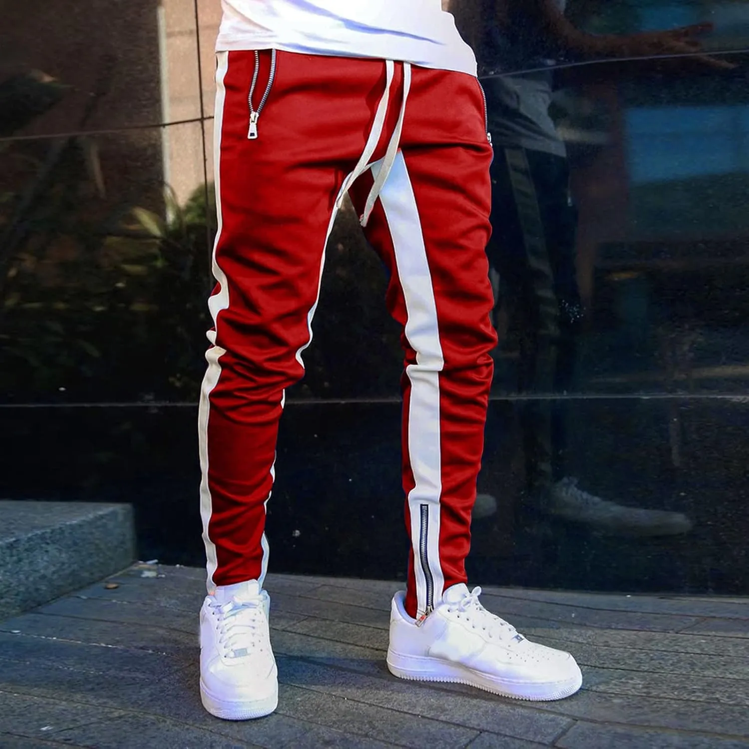 Cargo Pants for Men Work Pants Hip Hop Letter Printed Street Hip Hop Jogging Sweatpants Casual Elastic Waist Trousers