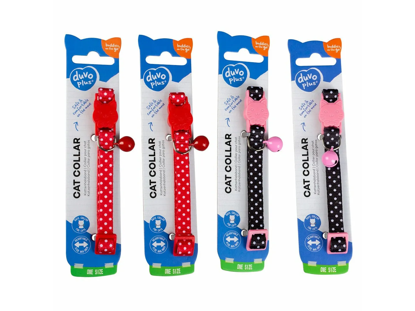 CAT COLLAR WHITE DOTS NYLON 20-30cm / 10mm