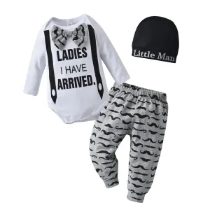 Charming Bowtie Boys Baby Romper 3 Piece Set