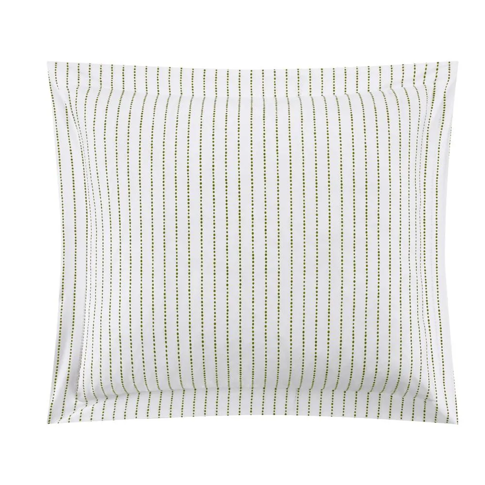 Chic Home Wesley Duvet Cover Set Contemporary Solid White With Dot Striped Pattern Print Design Bedding - Pillow Sham Included - 2 Piece - Twin 68x90", Green