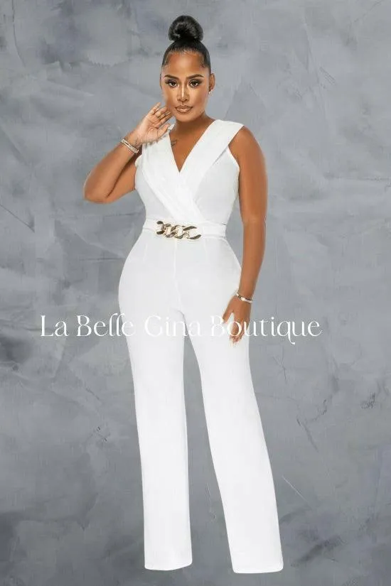 Claire white-collar jumpsuit-FINAL SALE