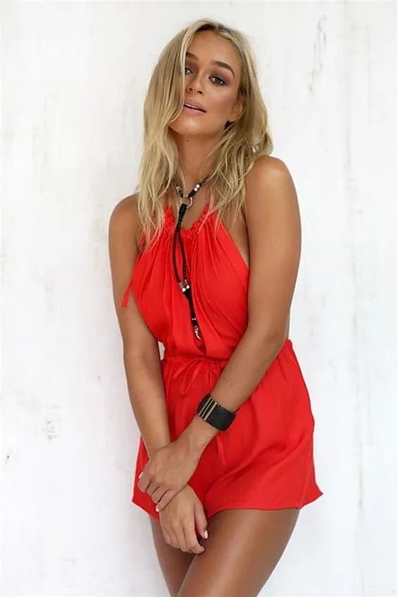 Cool Halter Sleeveless Bandage Backless Romper