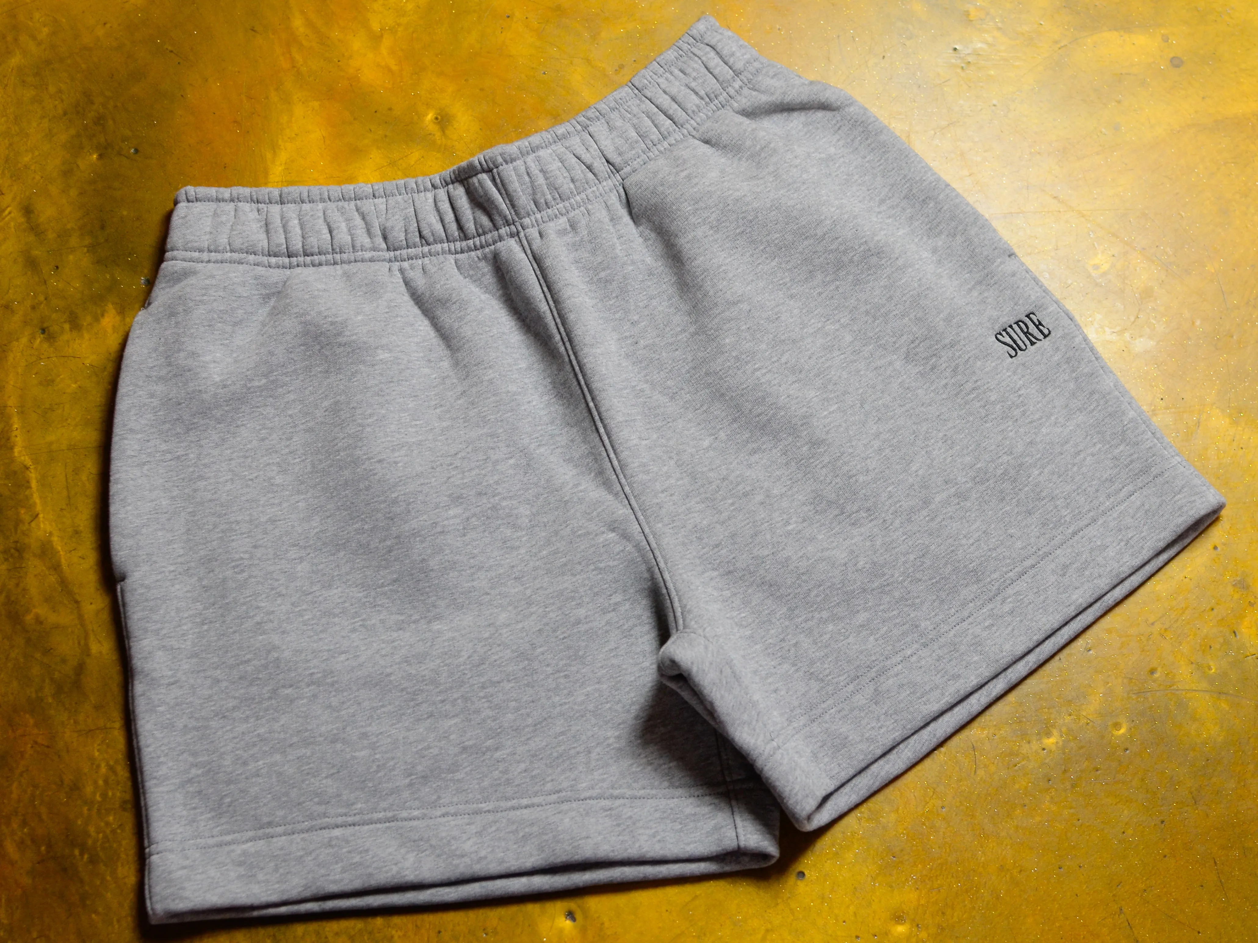 Crew Embroidered Relaxed Track Short - Grey Marle