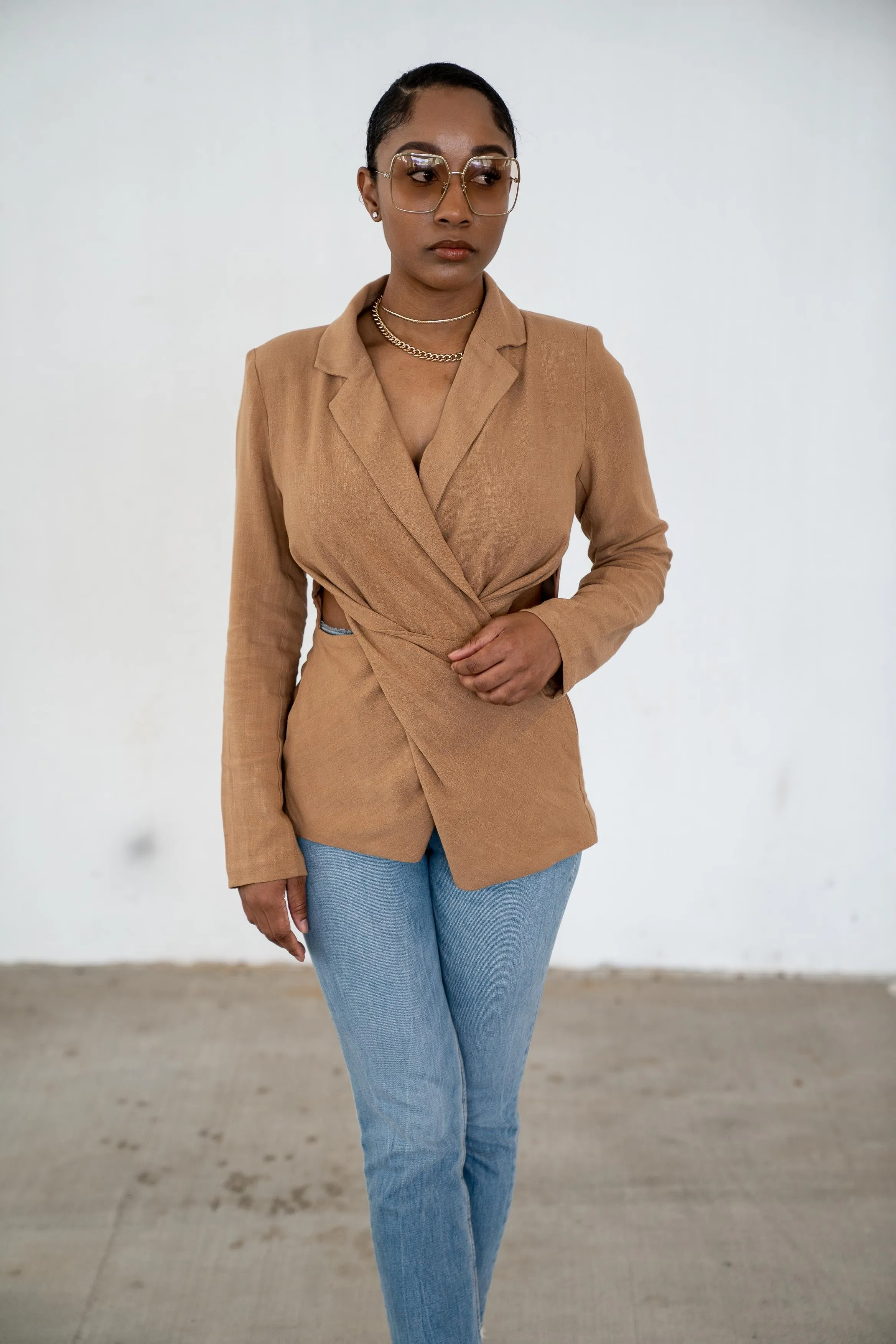 Cut-Out Blazer Shirt