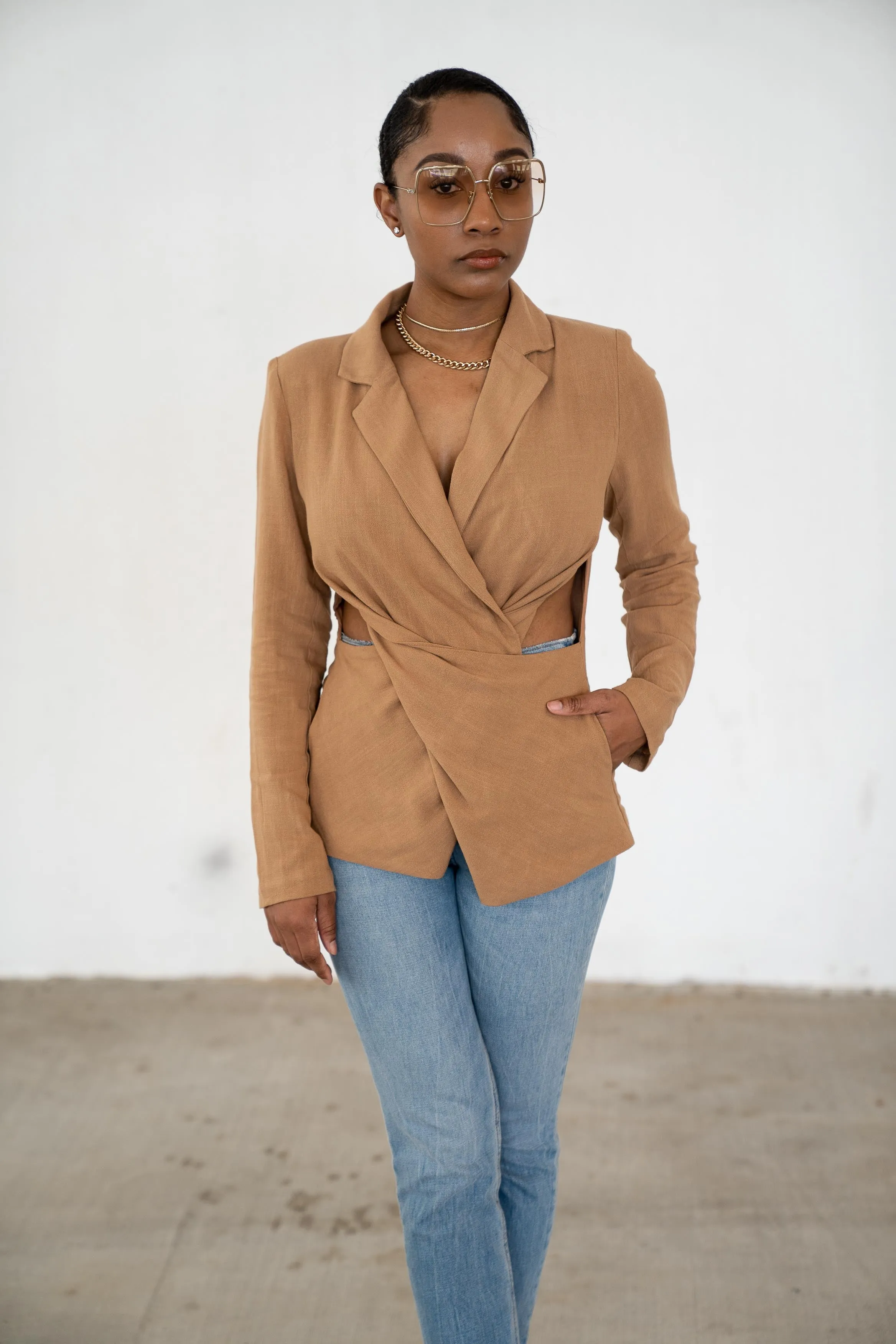 Cut-Out Blazer Shirt