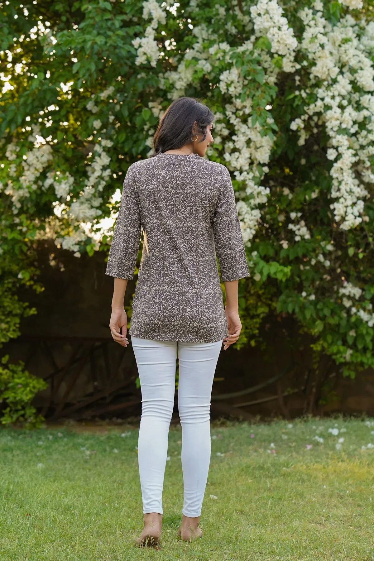 Daabu on Brown Short Kurti