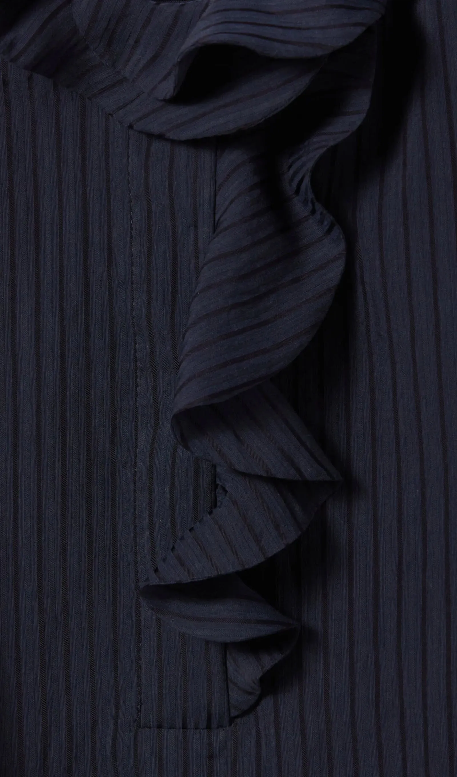 Dark Blue Striped Ruffled Top