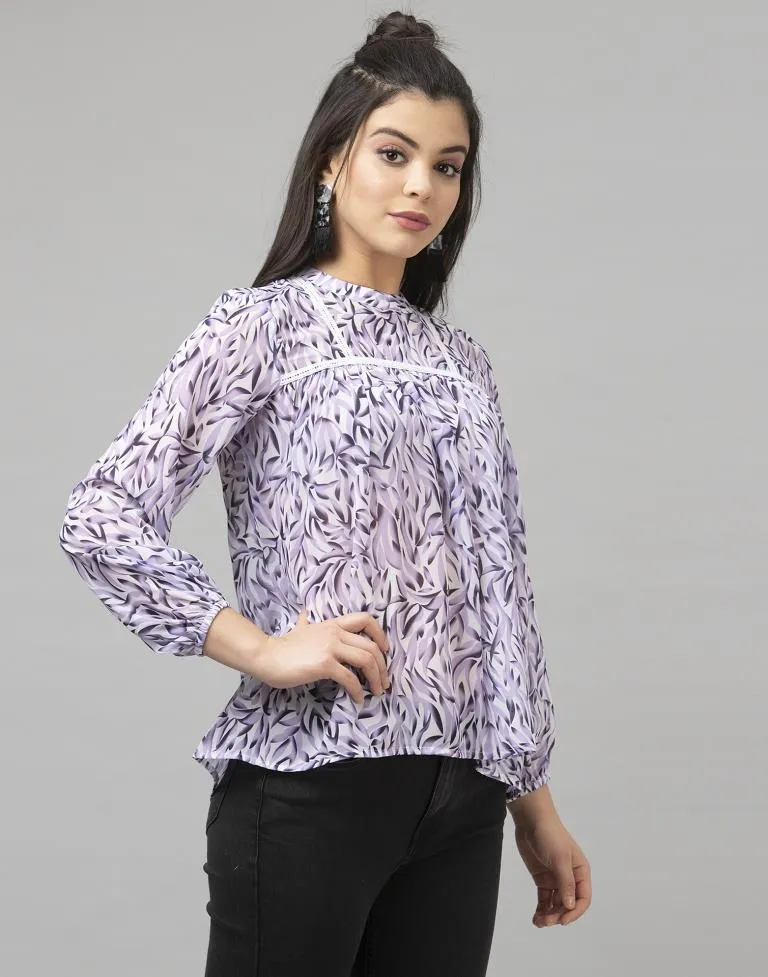 Dazzling Purple Coloured Digital Printed Georgette Tops