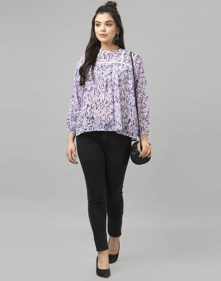 Dazzling Purple Coloured Digital Printed Georgette Tops