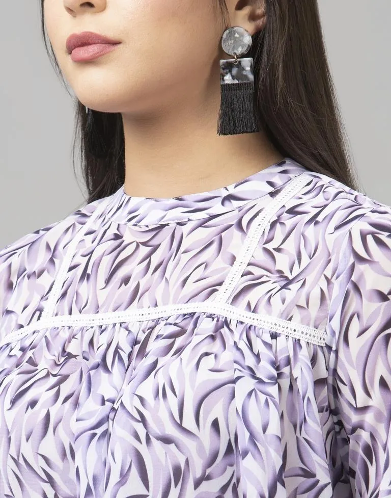 Dazzling Purple Coloured Digital Printed Georgette Tops