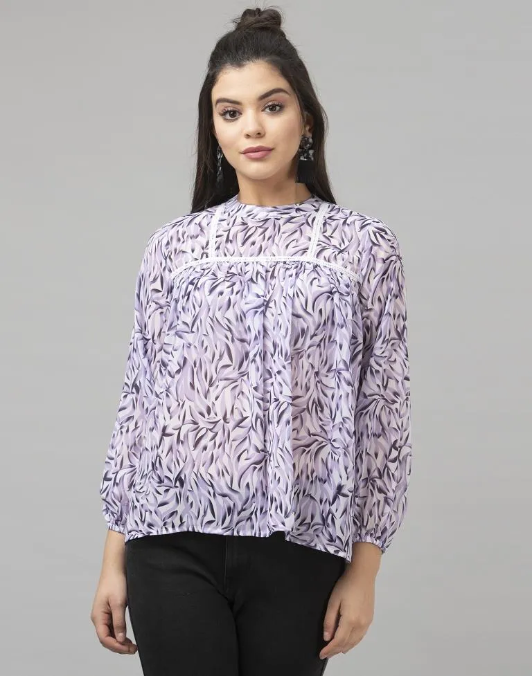 Dazzling Purple Coloured Digital Printed Georgette Tops