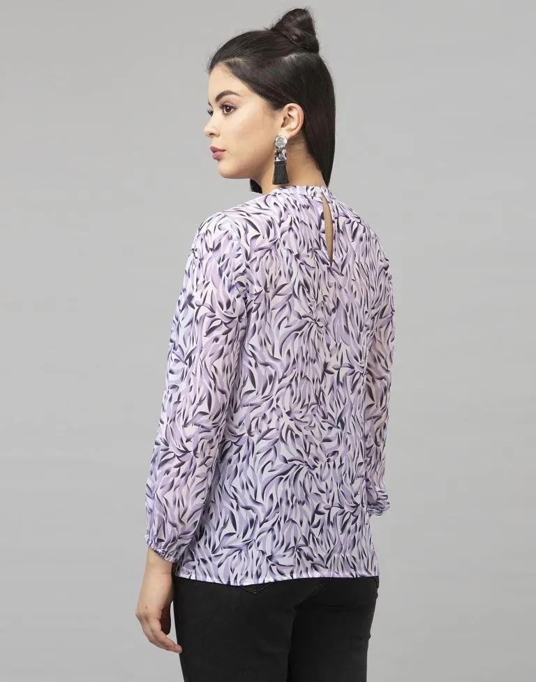 Dazzling Purple Coloured Digital Printed Georgette Tops