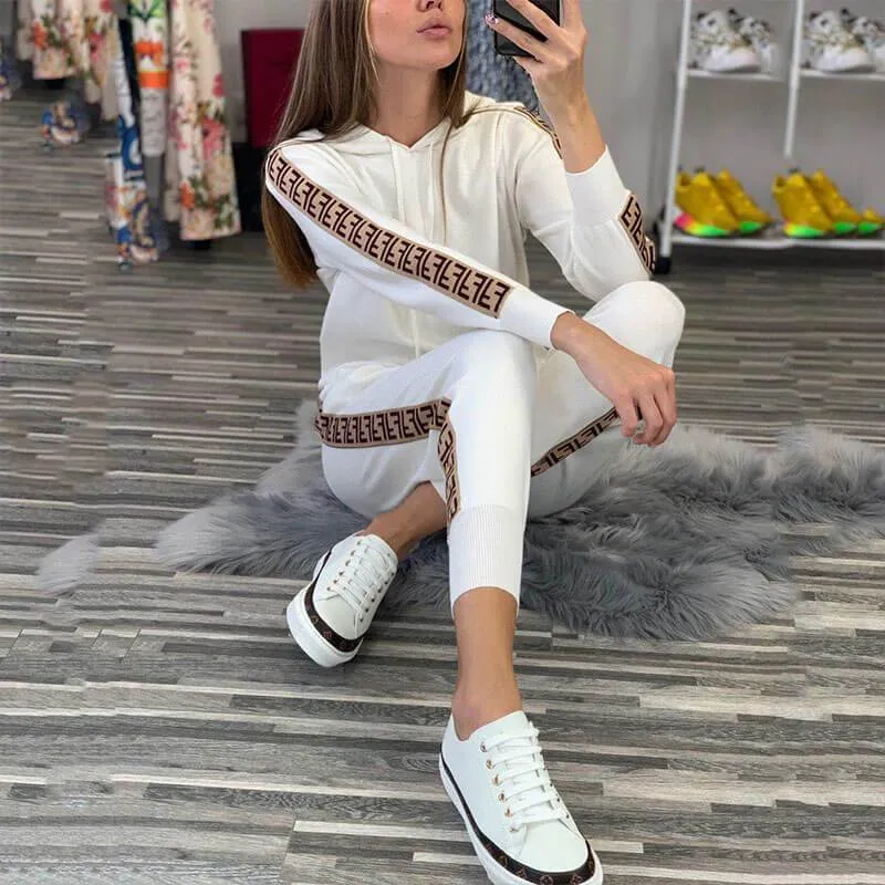 Drawing Pullover Blouse Long pants Set