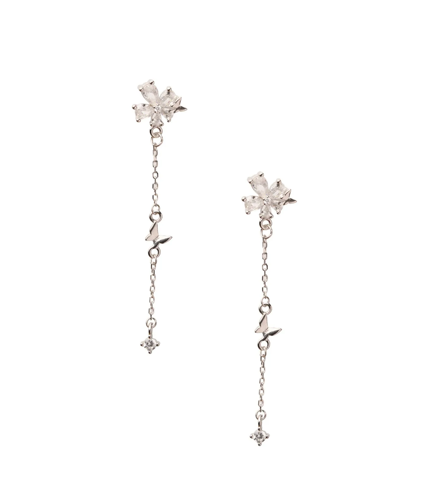 Drooping Crystals Tops (Silver)