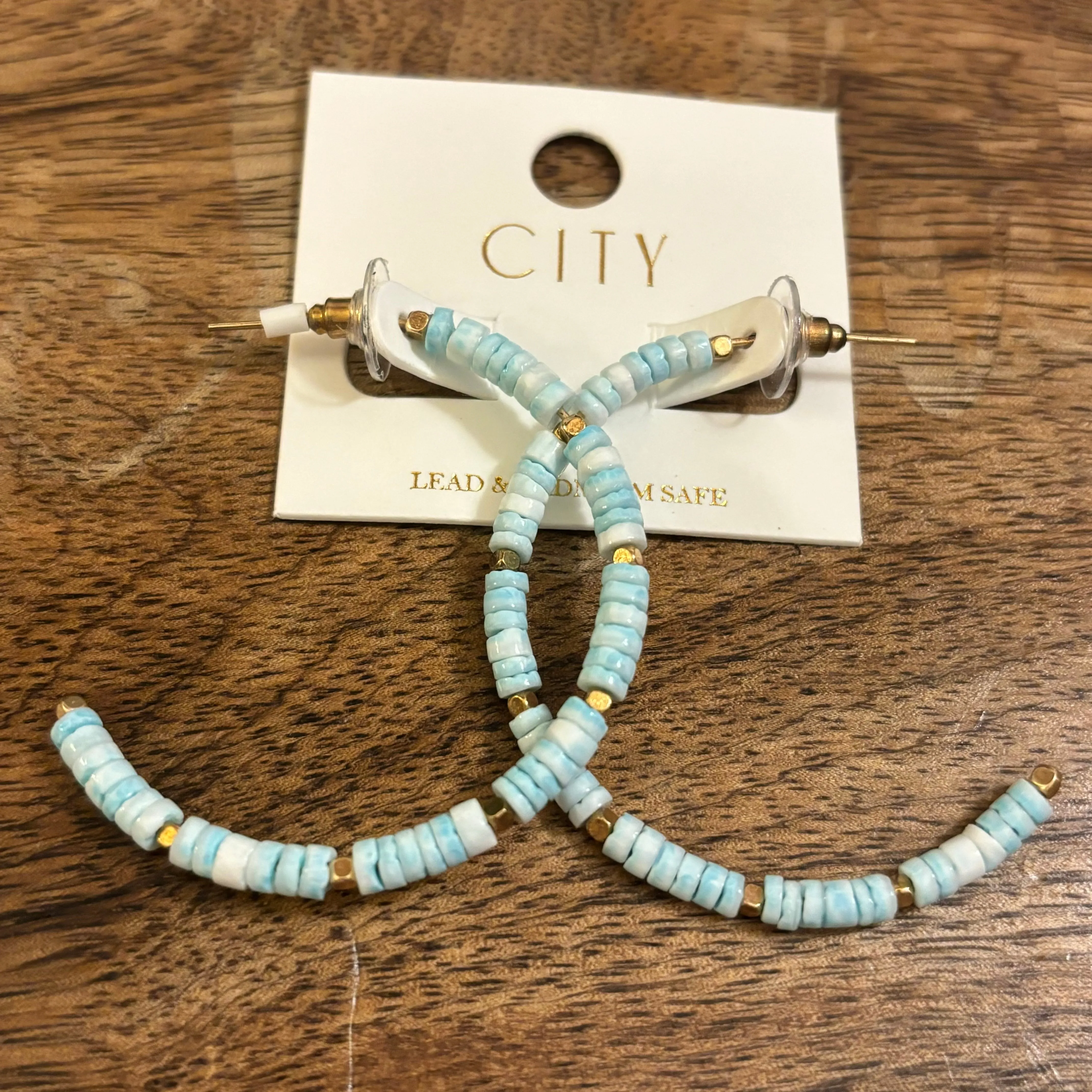 Earrings- Beaded 2 Hoop Earrings in Pastel Colors