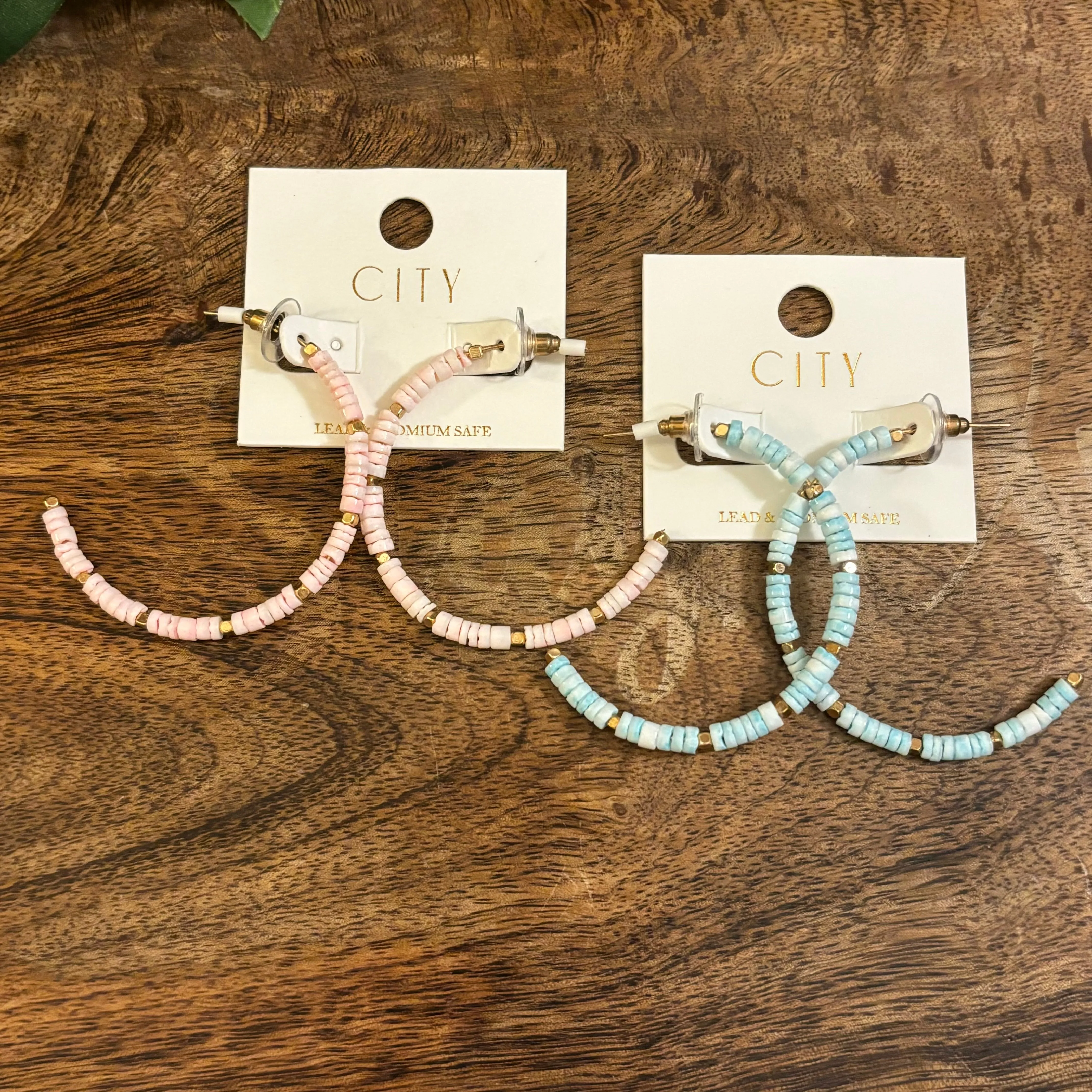 Earrings- Beaded 2 Hoop Earrings in Pastel Colors