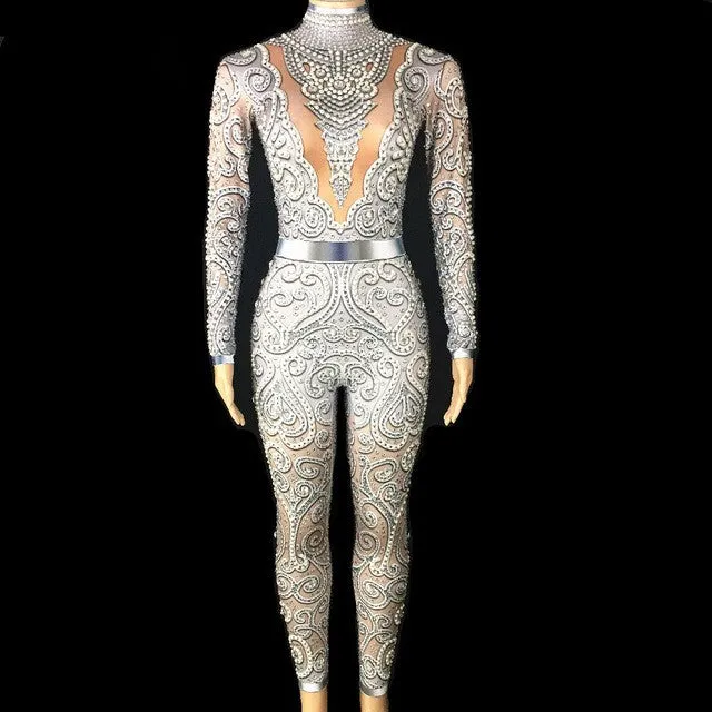 Elegant Pearls Long Sleeves Jumpsuit