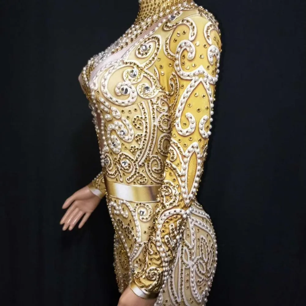 Elegant Pearls Long Sleeves Jumpsuit