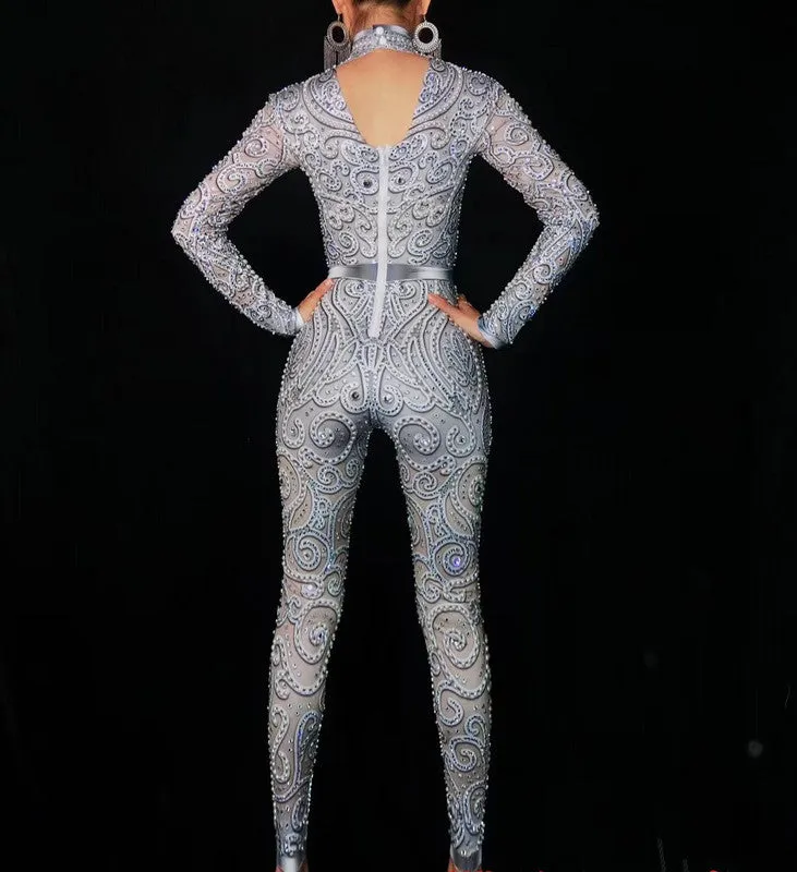 Elegant Pearls Long Sleeves Jumpsuit
