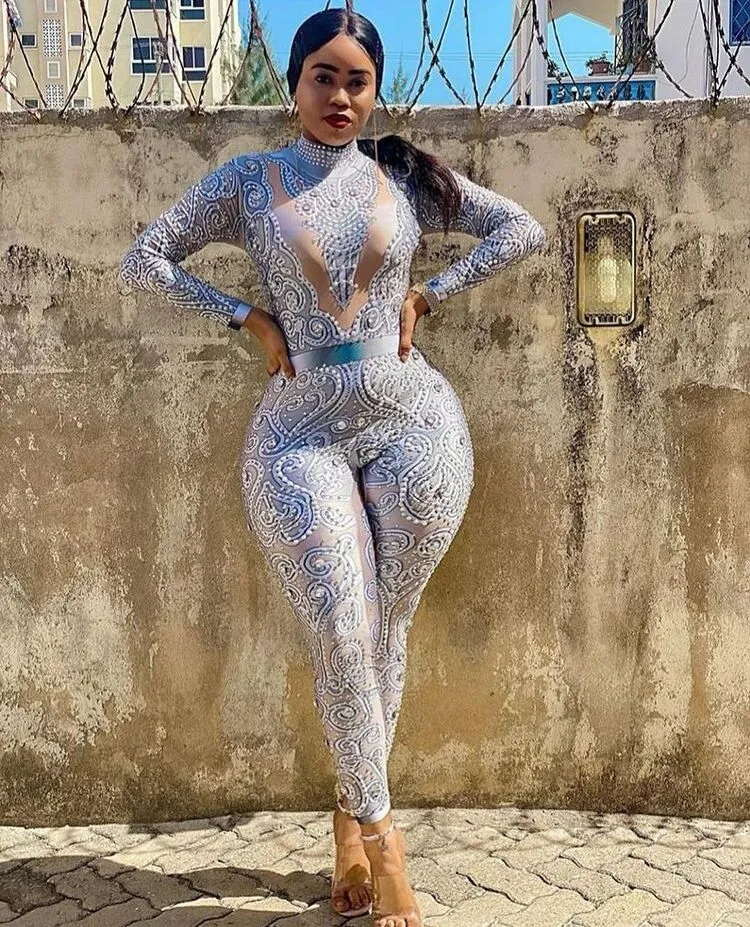 Elegant Pearls Long Sleeves Jumpsuit