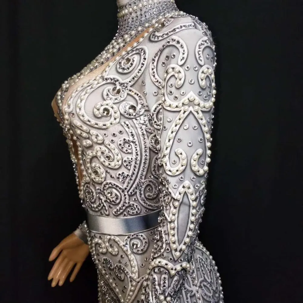 Elegant Pearls Long Sleeves Jumpsuit