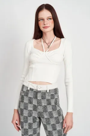 Emory Park Contemporary LONG SLEEVE BUSTIER STYLE CROP TOP