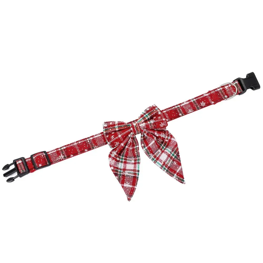 Festive Snowflake Bow Collar for Dogs and Cats
