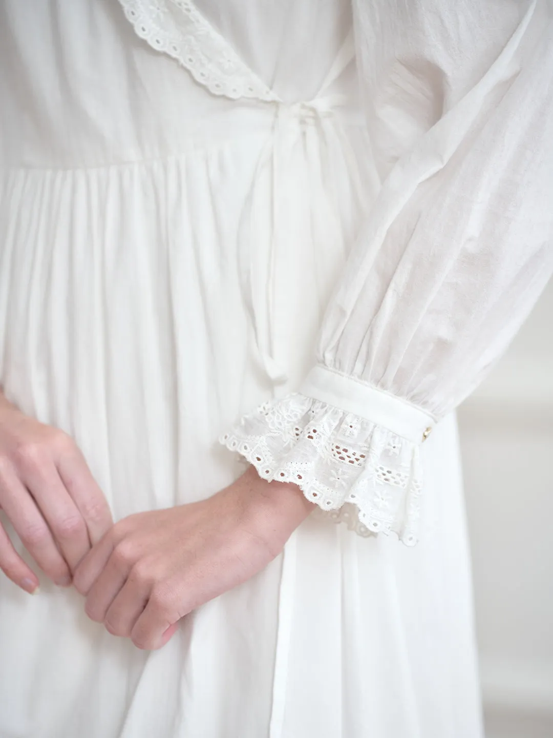 【Final Sale】Aubrie Floral Embroidery Lace Panel Cotton Dress