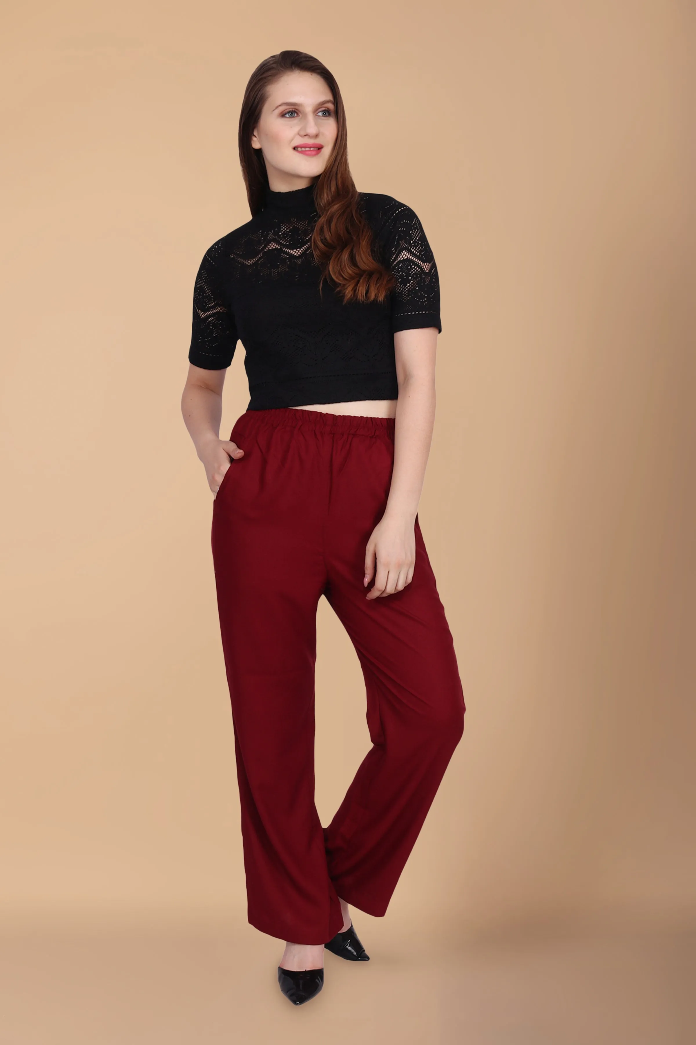 Flared Rayon Palazzo Pants