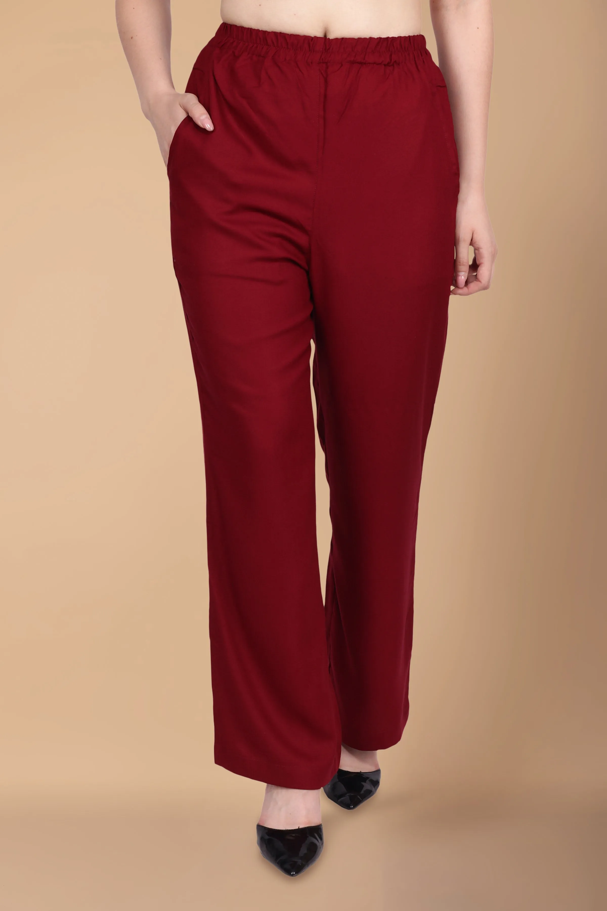 Flared Rayon Palazzo Pants