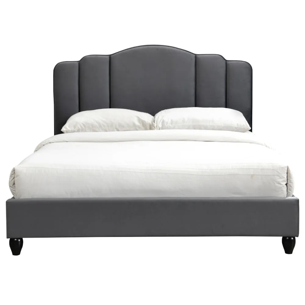 Giada Queen Bed, Charcoal Fabric